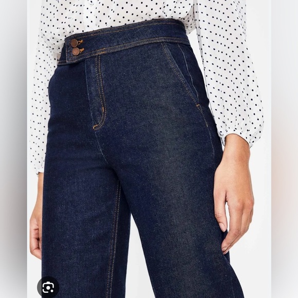 Boden The Camberwell cropped High Rise Wide Leg Jeans Size 14 - Picture 2 of 12